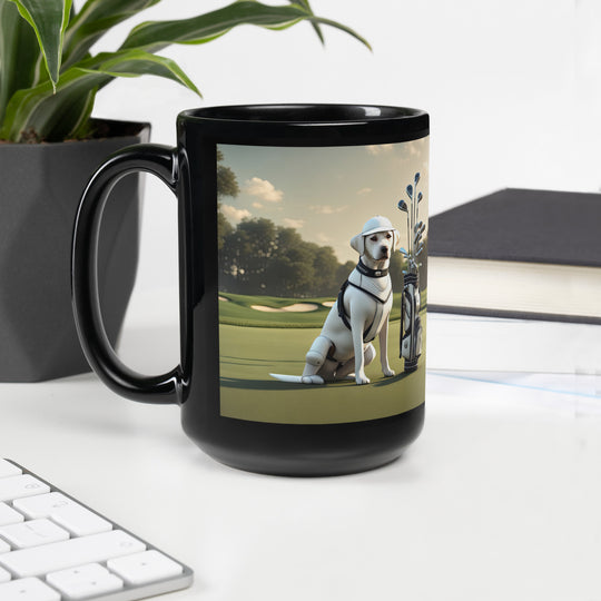 Black Glossy Mug-Labrador Retriever Golfer V10