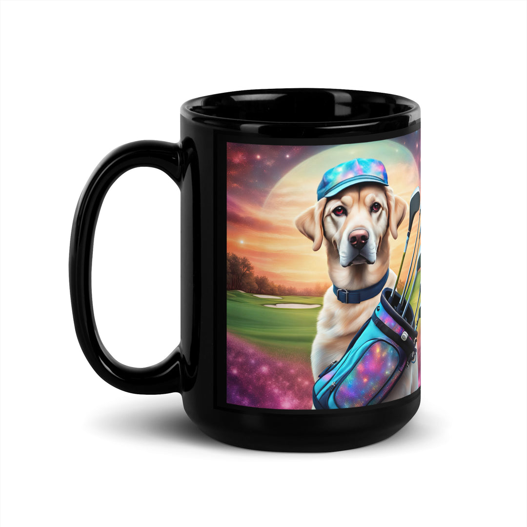 Black Glossy Mug-Labrador Retriever Golfer V11