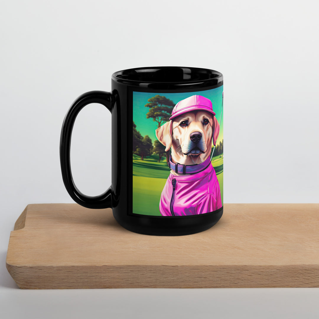 Black Glossy Mug-Labrador Retriever Golfer V14