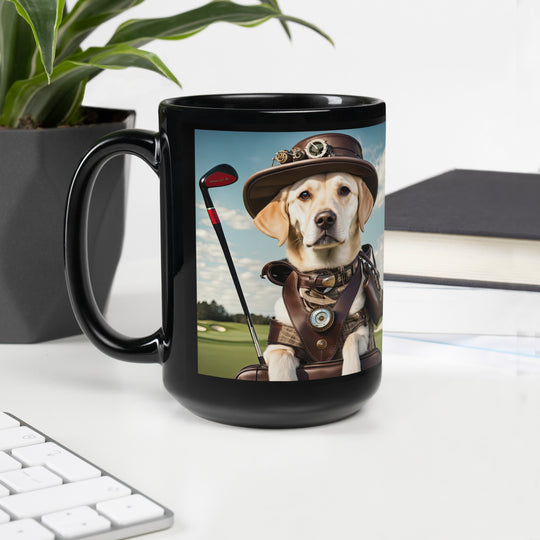 Black Glossy Mug-Labrador Retriever Golfer V16