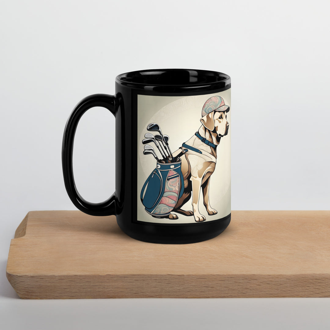 Black Glossy Mug-Labrador Retriever Golfer V18