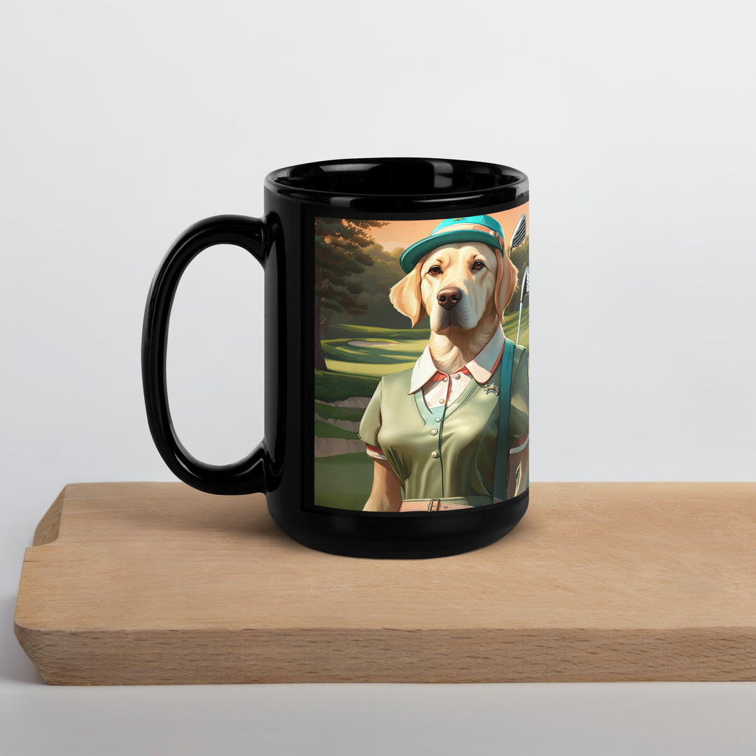 Black Glossy Mug-Labrador Retriever Golfer V20