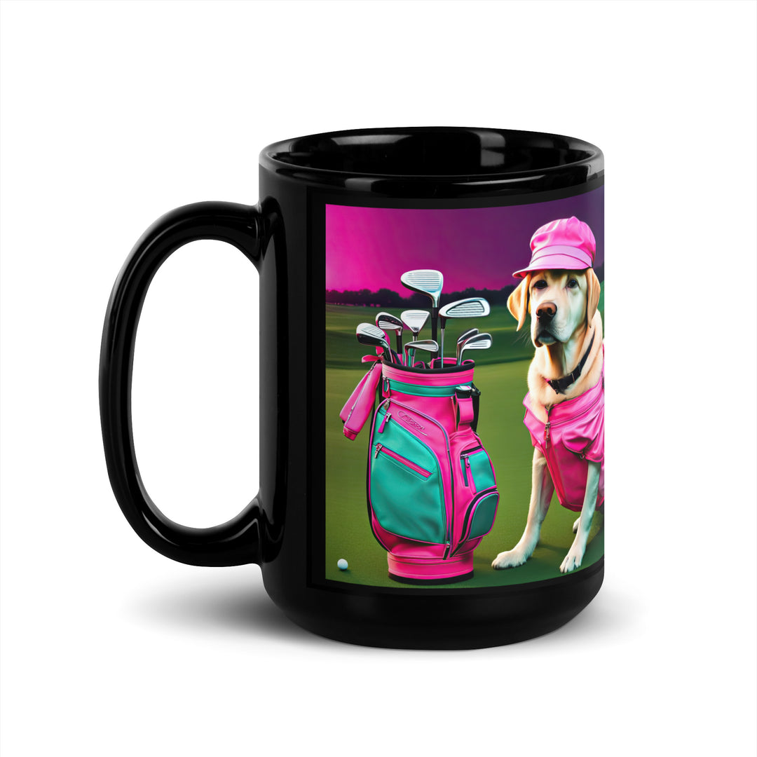 Black Glossy Mug-Labrador Retriever Golfer V21