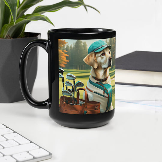 Black Glossy Mug-Labrador Retriever Golfer V23