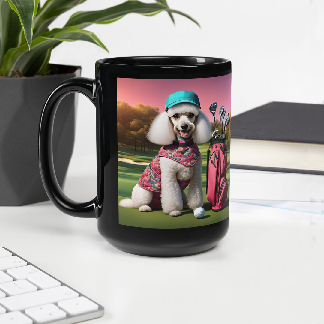 Poodle Golfer- Black Glossy Mug v3