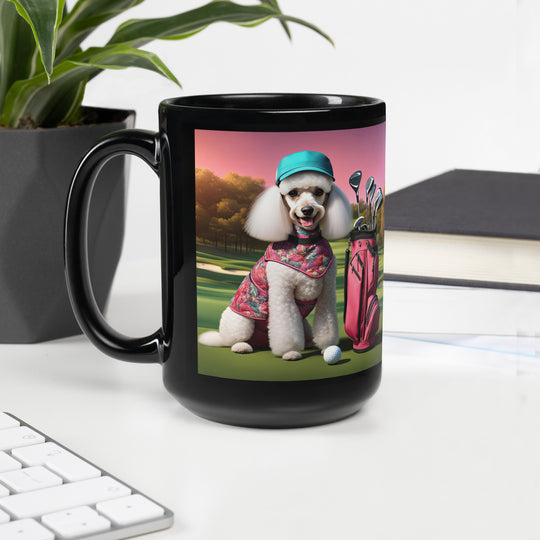 Poodle Golfer- Black Glossy Mug v3