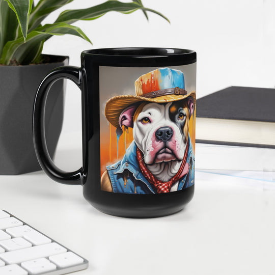 American Bulldog- Black Glossy Mug v3