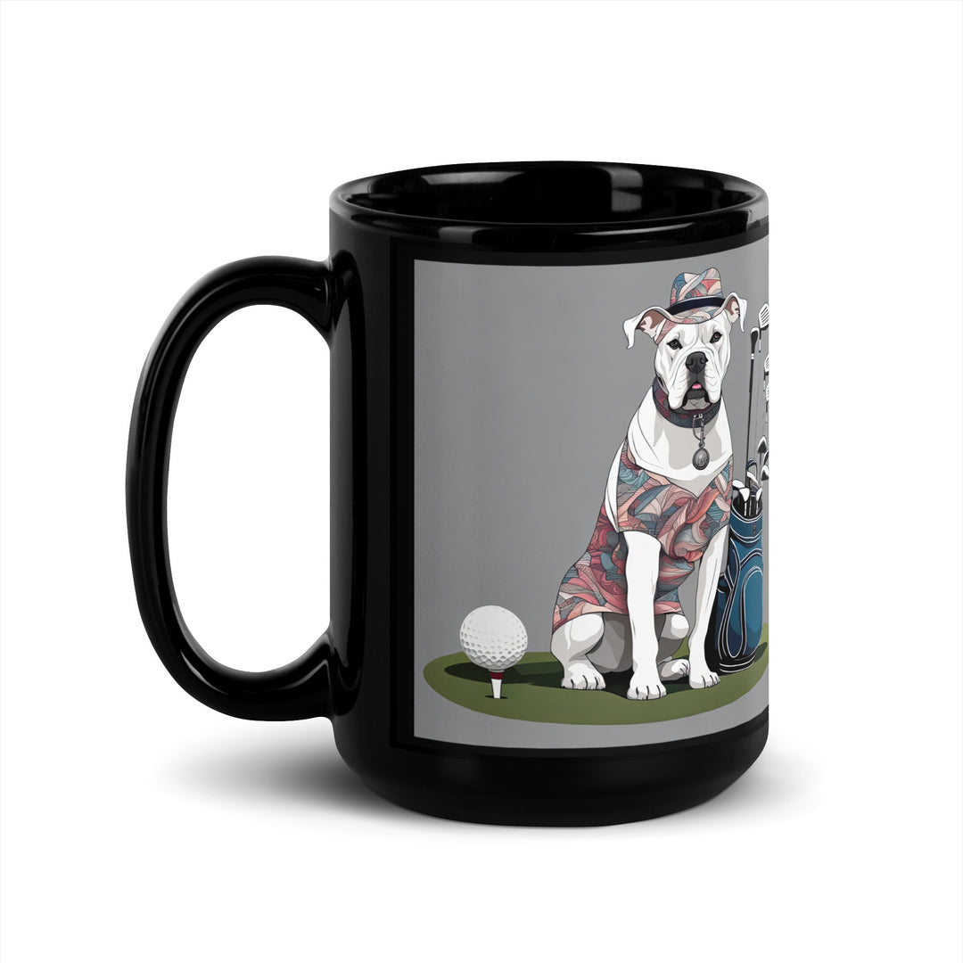 American Bulldog Golfer- Black Glossy Mug