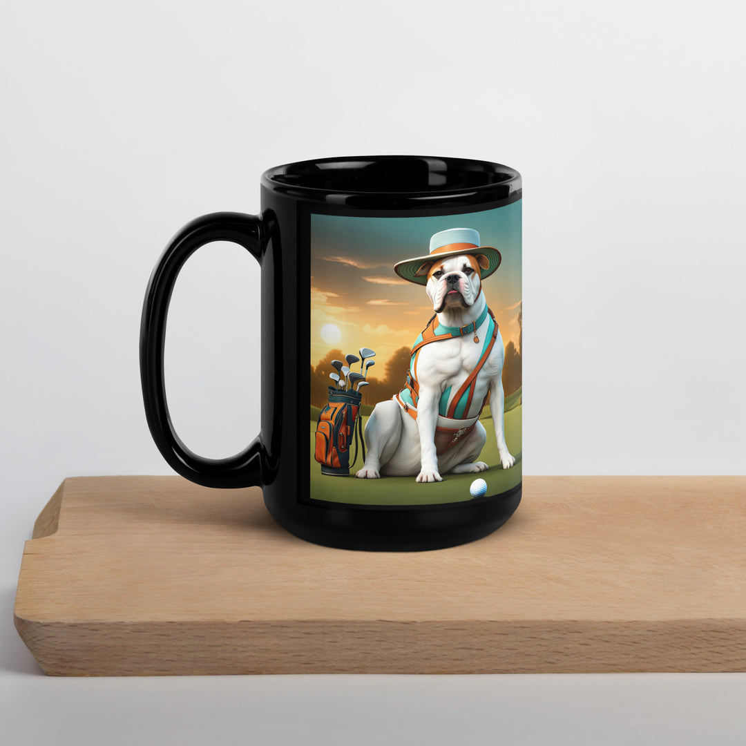 American Bulldog Golfer- Black Glossy Mug V2