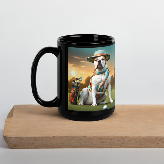 American Bulldog Golfer- Black Glossy Mug V2