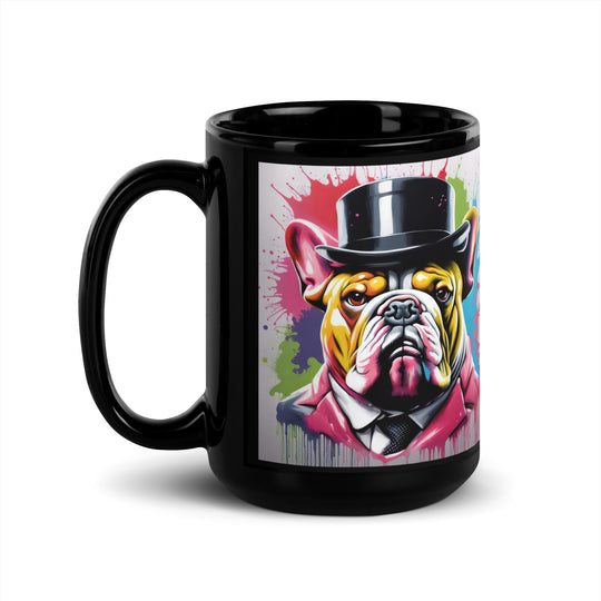 Bulldog- Black Glossy Mug v4