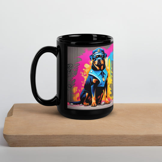 Rottweiler- Black Glossy Mug