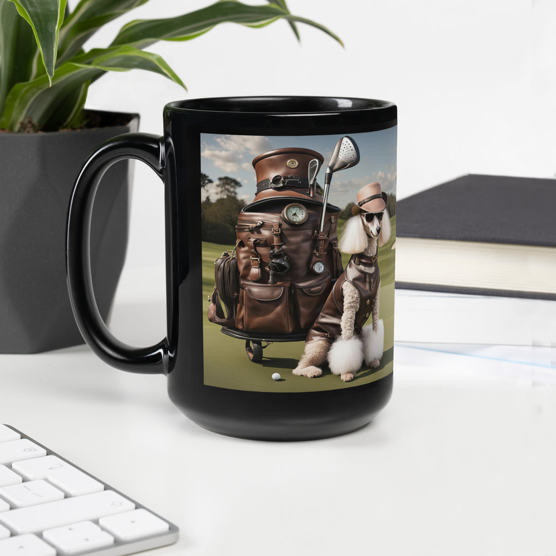 Poodle Golfer- Black Glossy Mug v6