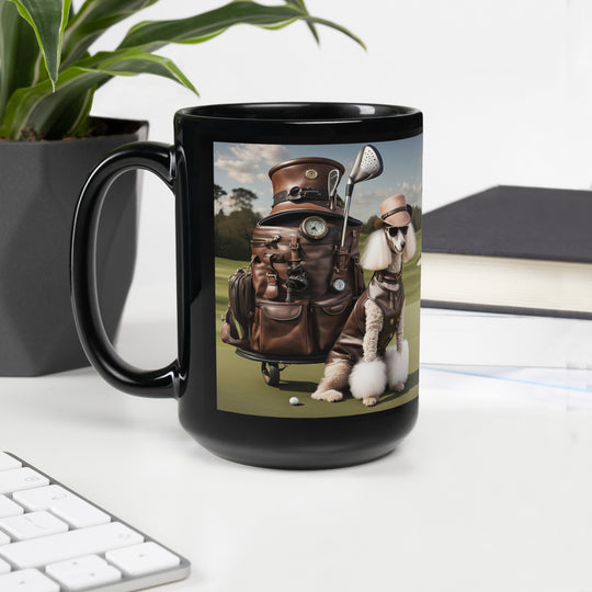 Poodle Golfer- Black Glossy Mug v6