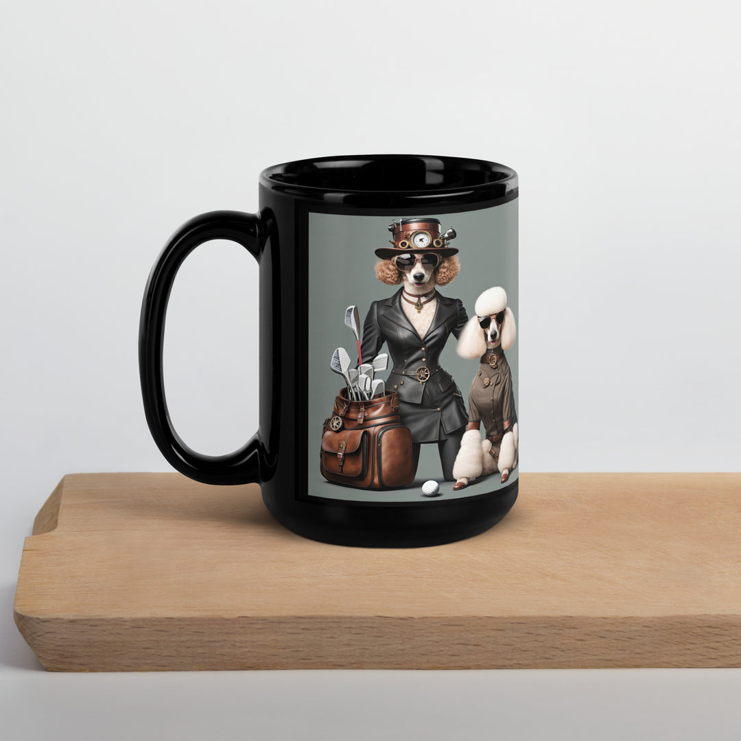 Poodle Golfer- Black Glossy Mug v5