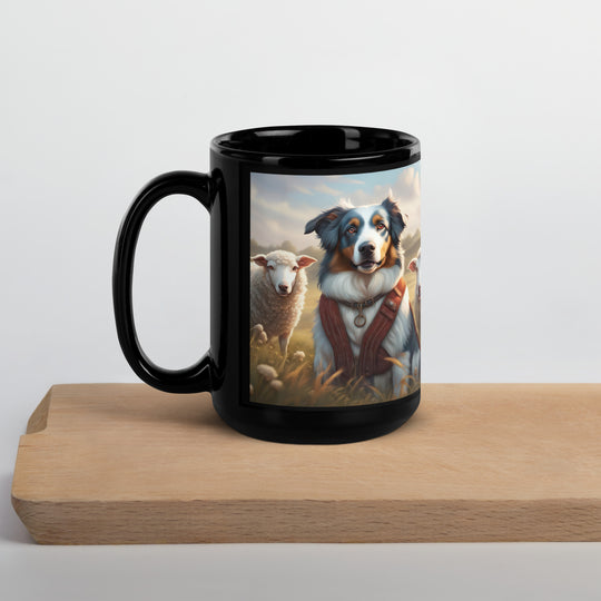 Australian Shepherd- Black Glossy Mug v4