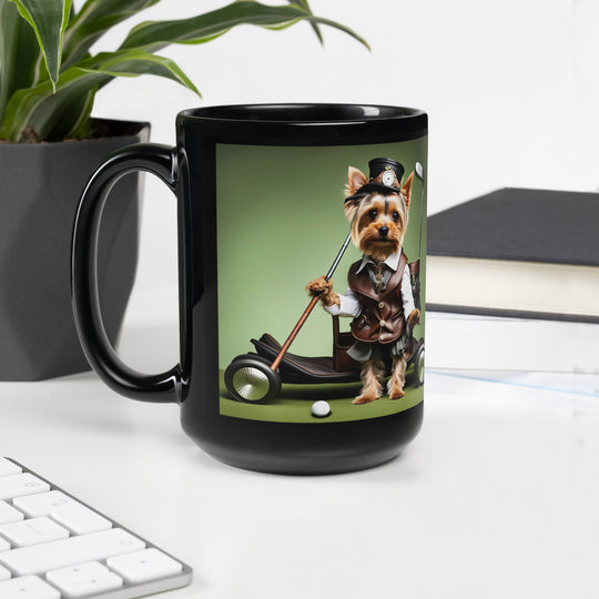 Yorkshire Terrier Golfer- Black Glossy Mug v4