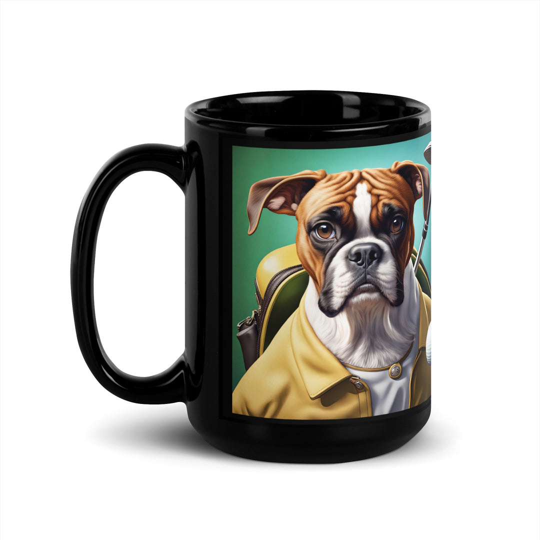 Boxer Golfer- Black Glossy Mug