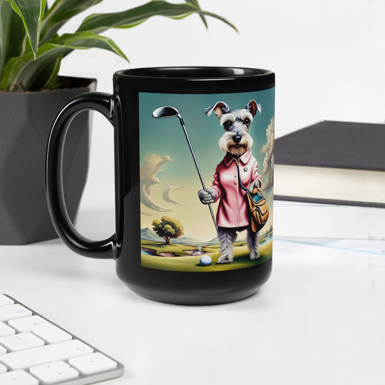 Miniature Schnauzer Golfer- Black Glossy Mug