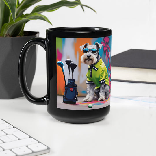 Miniature Schnauzer Golfer- Black Glossy Mug v3