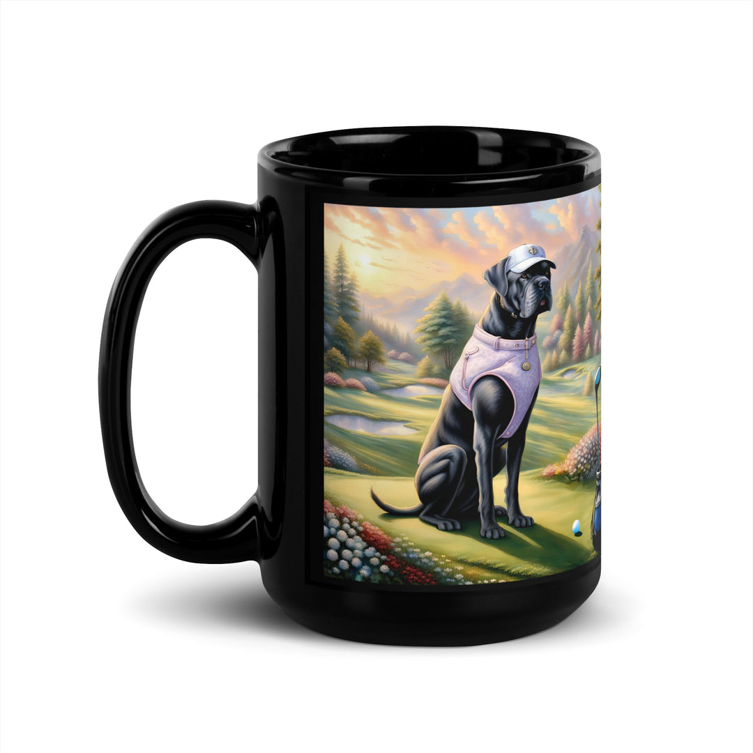 Cane Corso Golfer- Black Glossy Mug v2