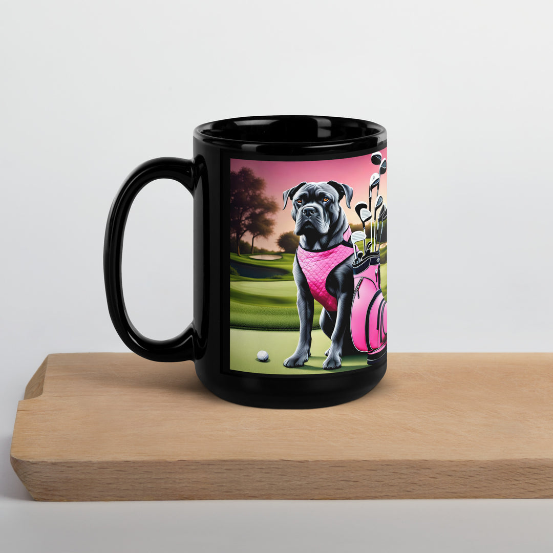 Cane Corso Golfer- Black Glossy Mug