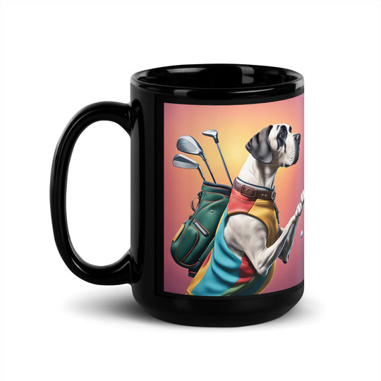 Great Dane Golfer- Black Glossy Mug