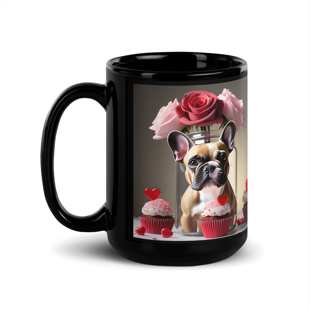 French Bulldog Romantic- Black Glossy Mug v4