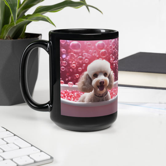 Poodle Romantic- Black Glossy Mug