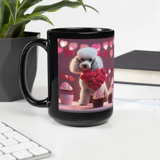 Poodle Romantic- Black Glossy Mug v2