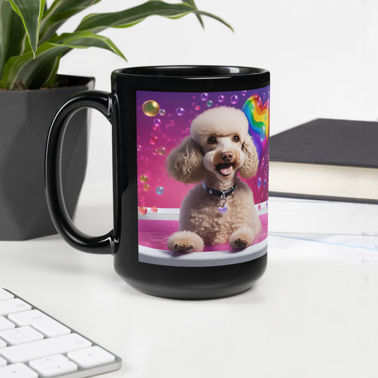 Poodle Romantic- Black Glossy Mug v3