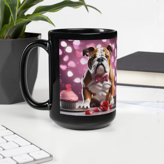 Bulldog Romantic- Black Glossy Mug v2