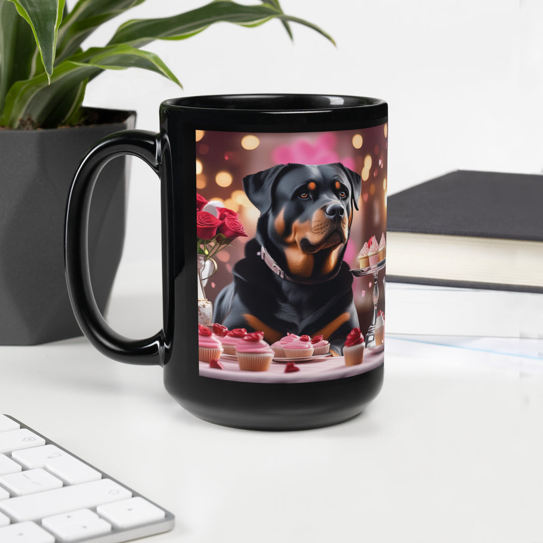 Rottweiler Romantic- Black Glossy Mug