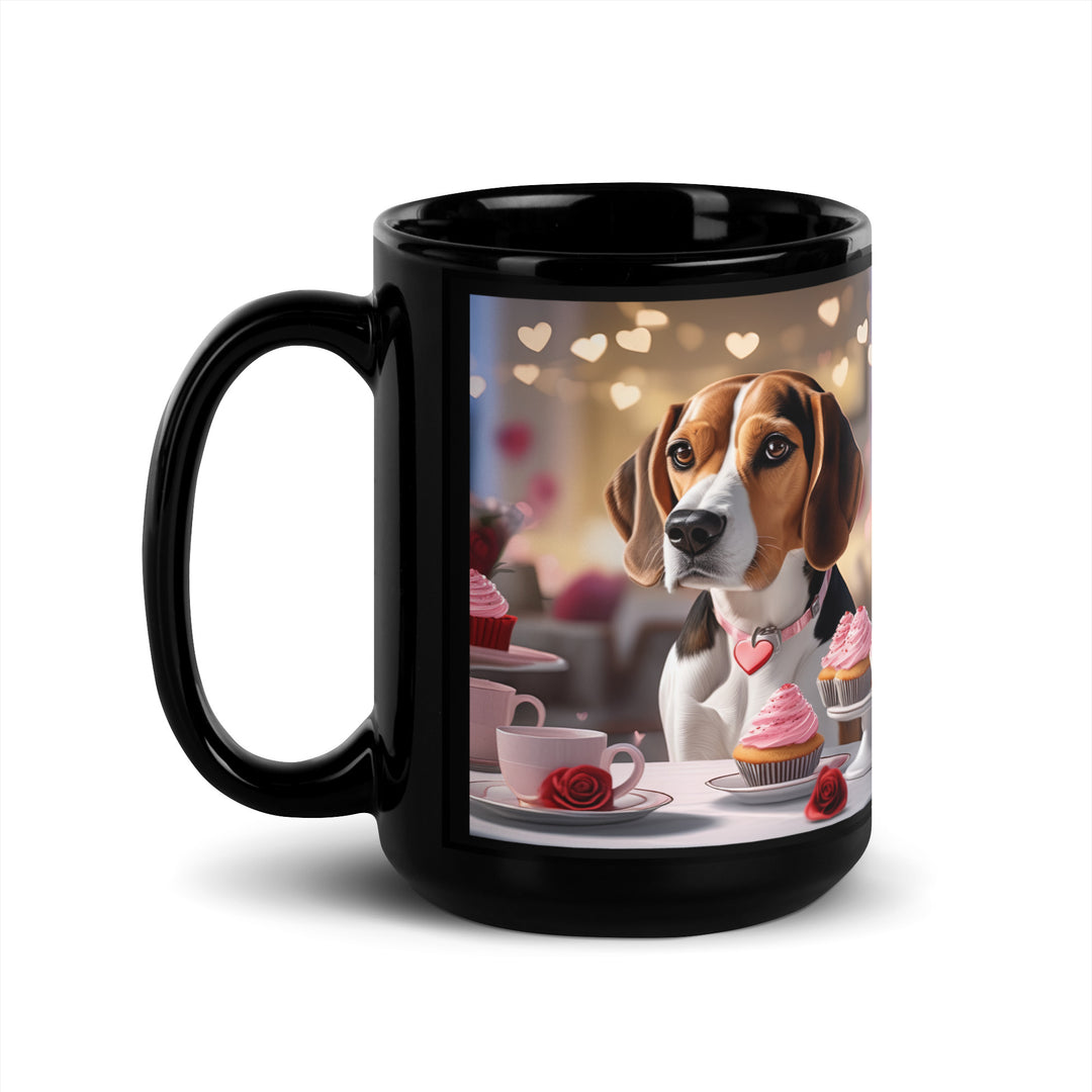 Beagle Romantic- Black Glossy Mug