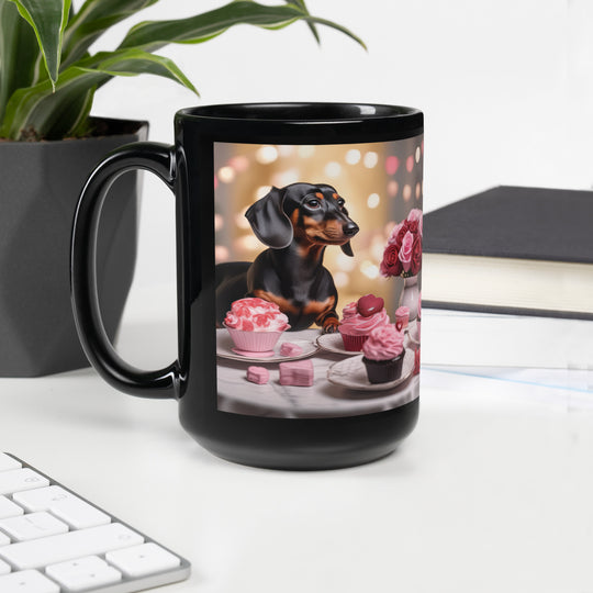 Dachshund Romantic- Black Glossy Mug