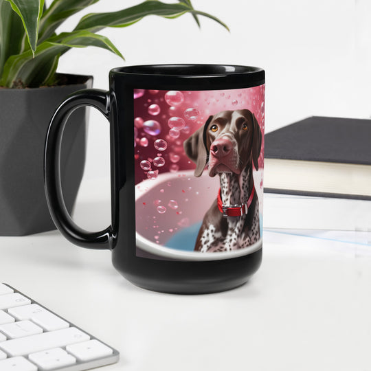 German Shorthaired Pointer Romantic- Black Glossy Mug v3