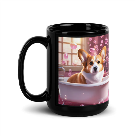 Pembroke Welsh Corgi Romantic- Black Glossy Mug