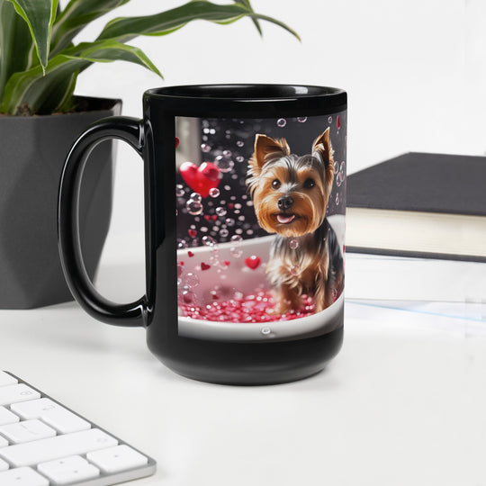 Yorkshire Terrier Romantic- Black Glossy Mug v2