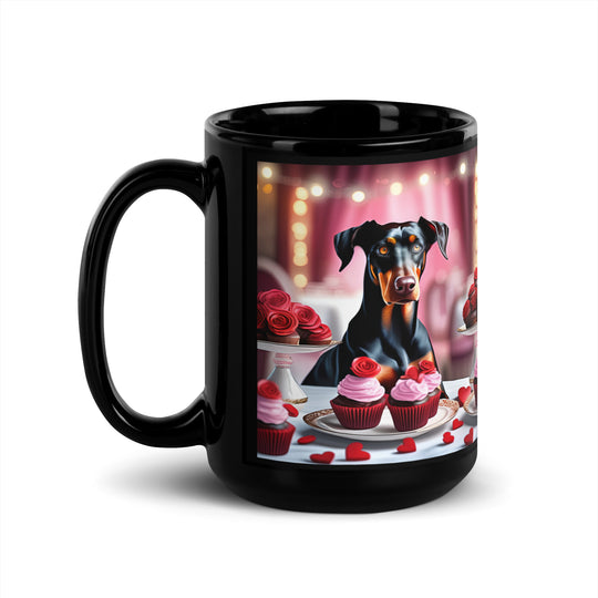 Doberman Pinscher Romantic- Black Glossy Mug