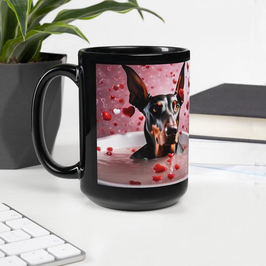 Doberman Pinscher Romantic- Black Glossy Mug v2