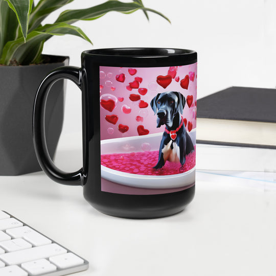 Great Dane Romantic- Black Glossy Mug