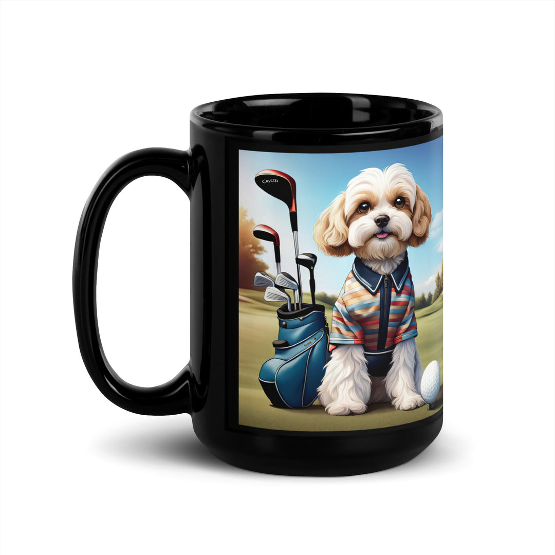 Cavachon Golfer- Black Glossy Mug