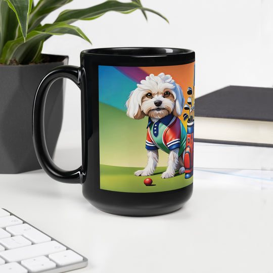 Cavachon Golfer- Black Glossy Mug v2