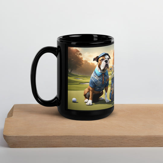 Catahoula Bulldog Golfer- Black Glossy Mug v2