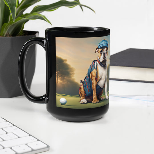 Catahoula Bulldog Golfer- Black Glossy Mug v4