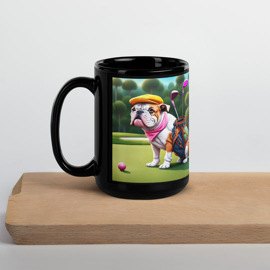 Catahoula Bulldog Golfer- Black Glossy Mug v5