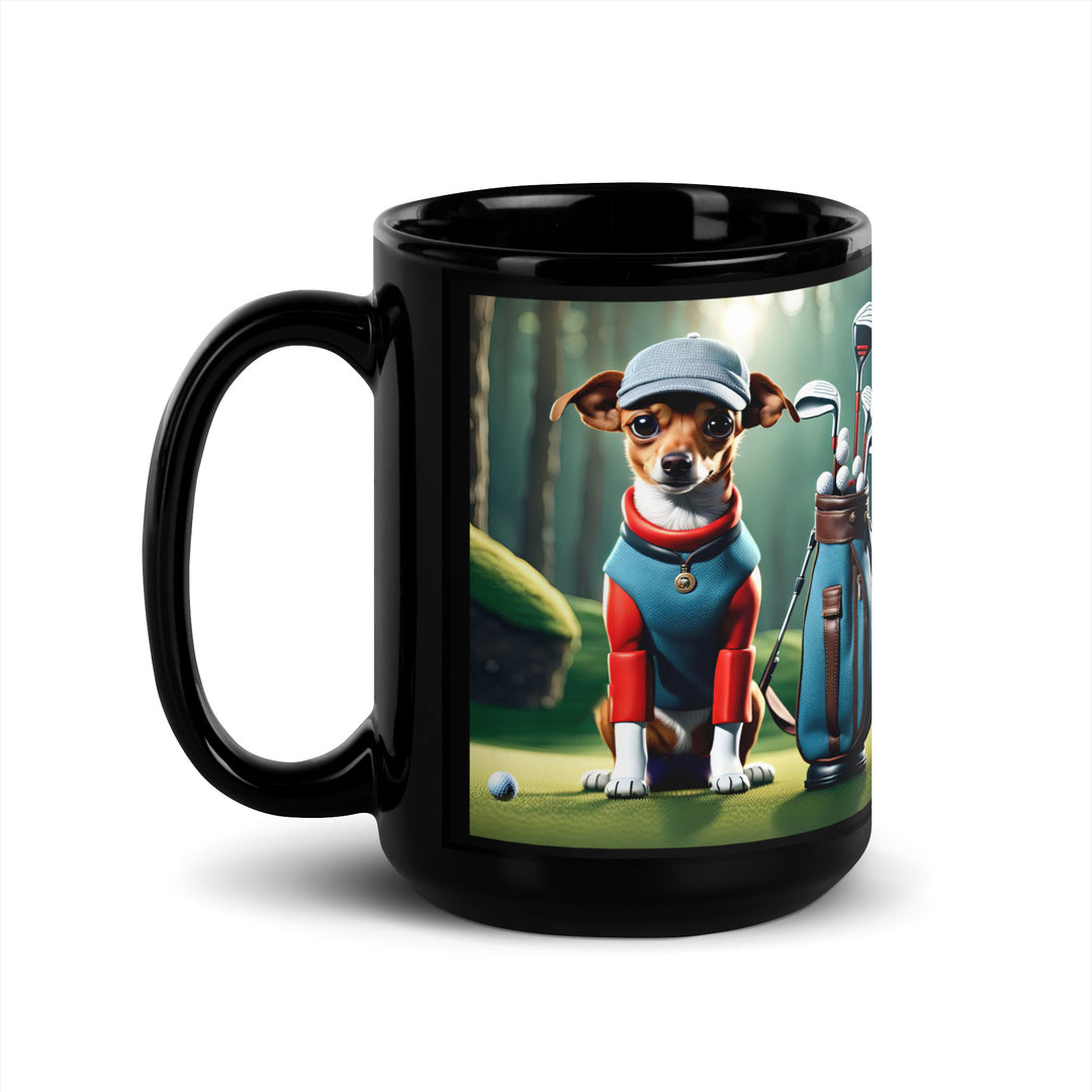 Chiweenie Golfer- Black Glossy Mug