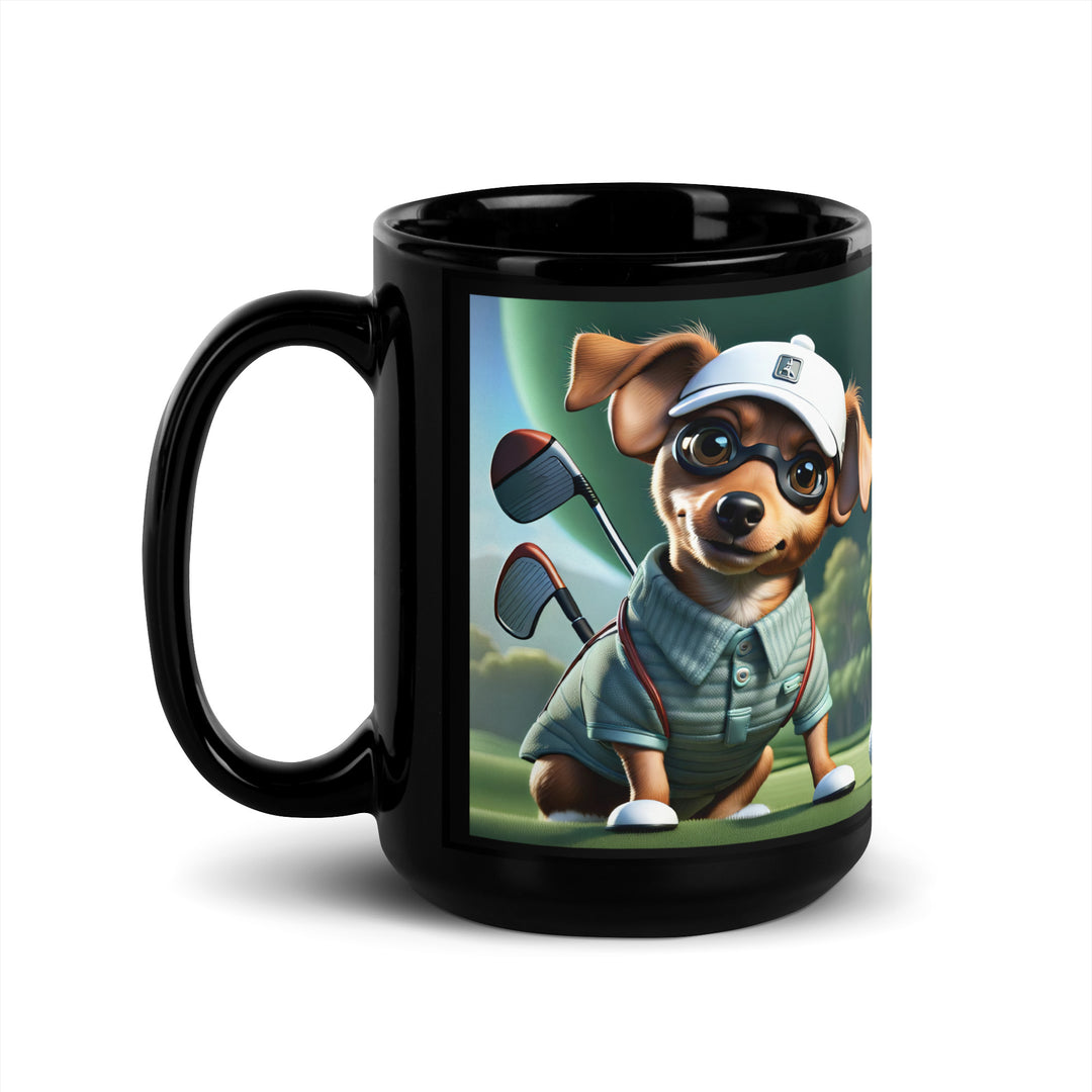 Chiweenie Golfer- Black Glossy Mug v4