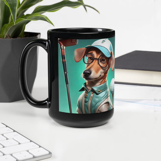 Chiweenie Golfer- Black Glossy Mug v5