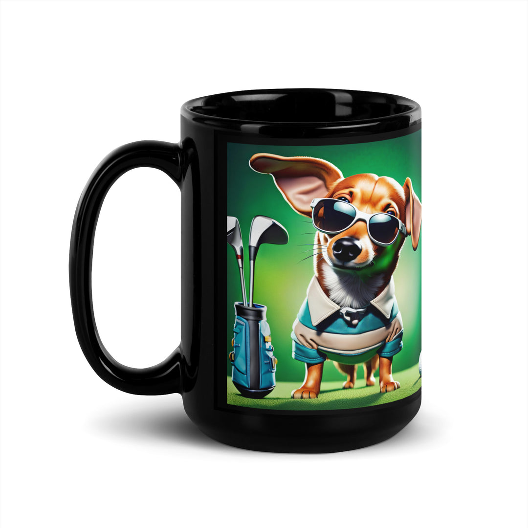 Chiweenie Golfer- Black Glossy Mug v6